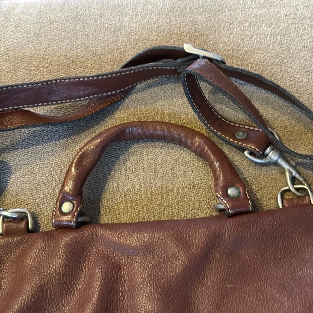Unbranded 100% Leather Messenger Bag Laptop Crossbody Bag (TD)